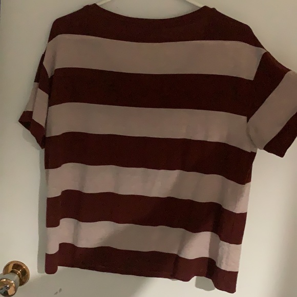 American Eagle maroon and pink striped t-shirt - Picture 3 of 3
